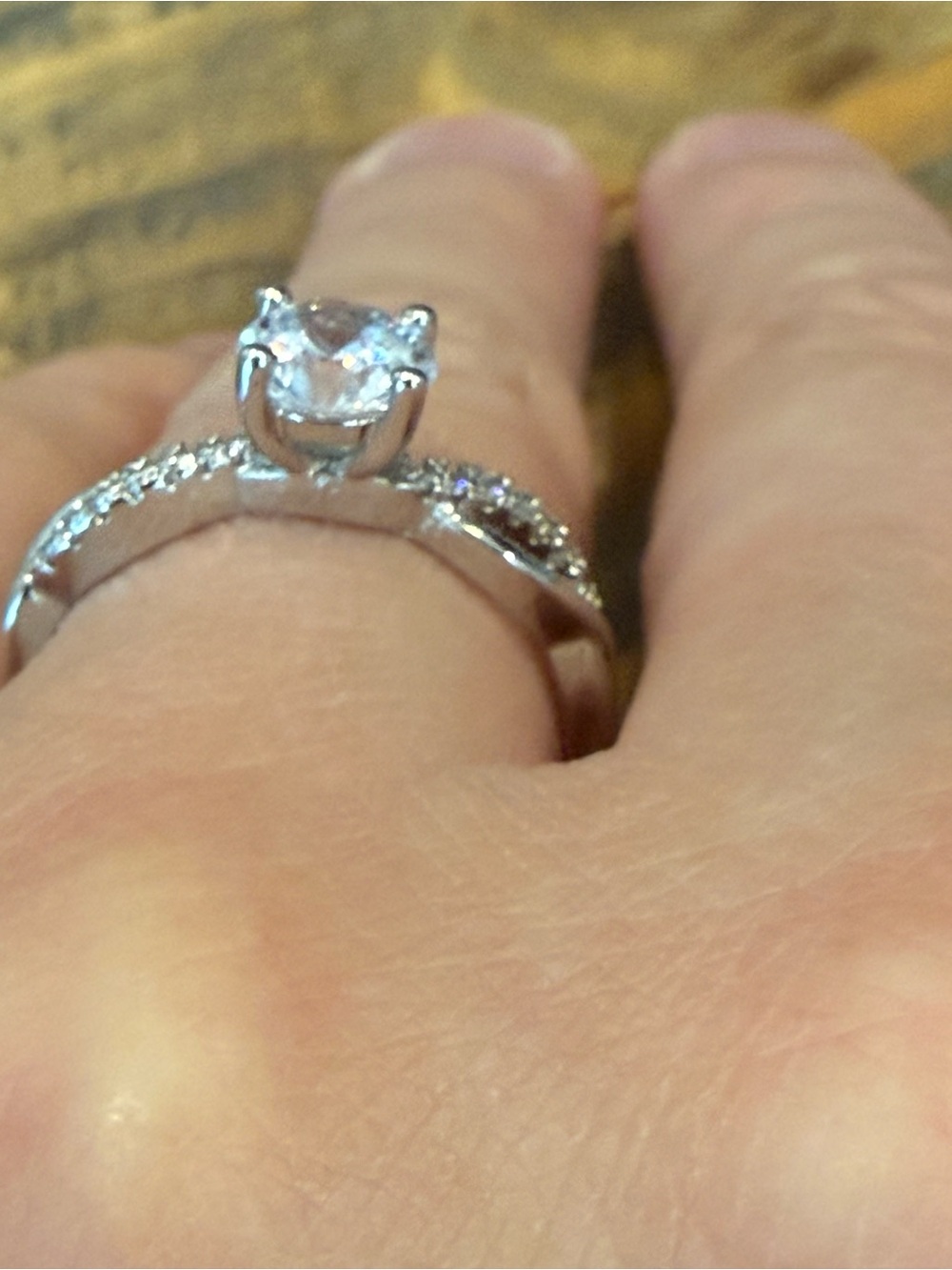 Cubic Zirconia Solitaire Ring in Silver Tone Adjustable Size 8.5 - Picture 7 of 8